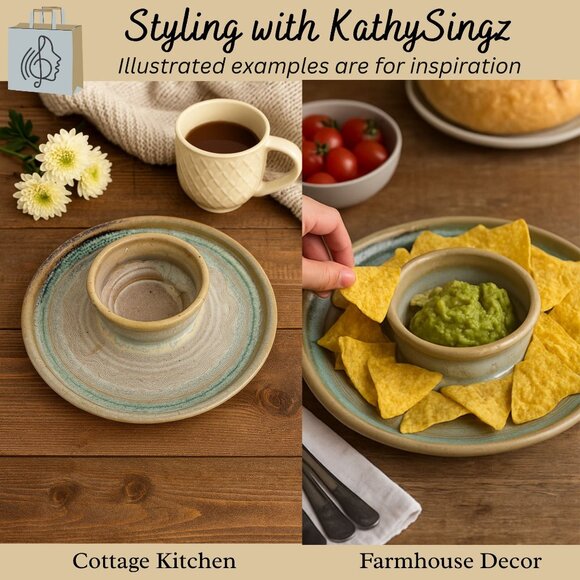 Melinda Ward VA 2001 Handmade Pottery 10in Chip and Dip Platter Glazed Stoneware - Picture 3 of 12